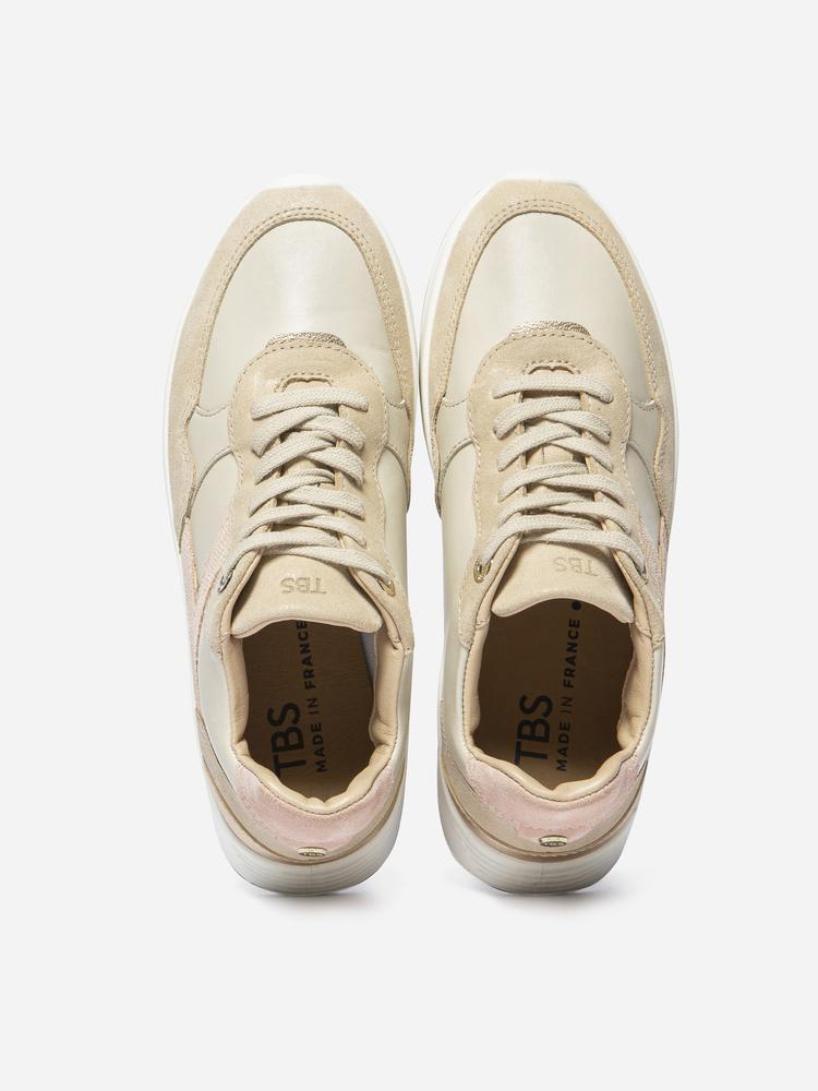 Baskets Femme Made in France - EUGÉNIE Beige Métallisé 3/4