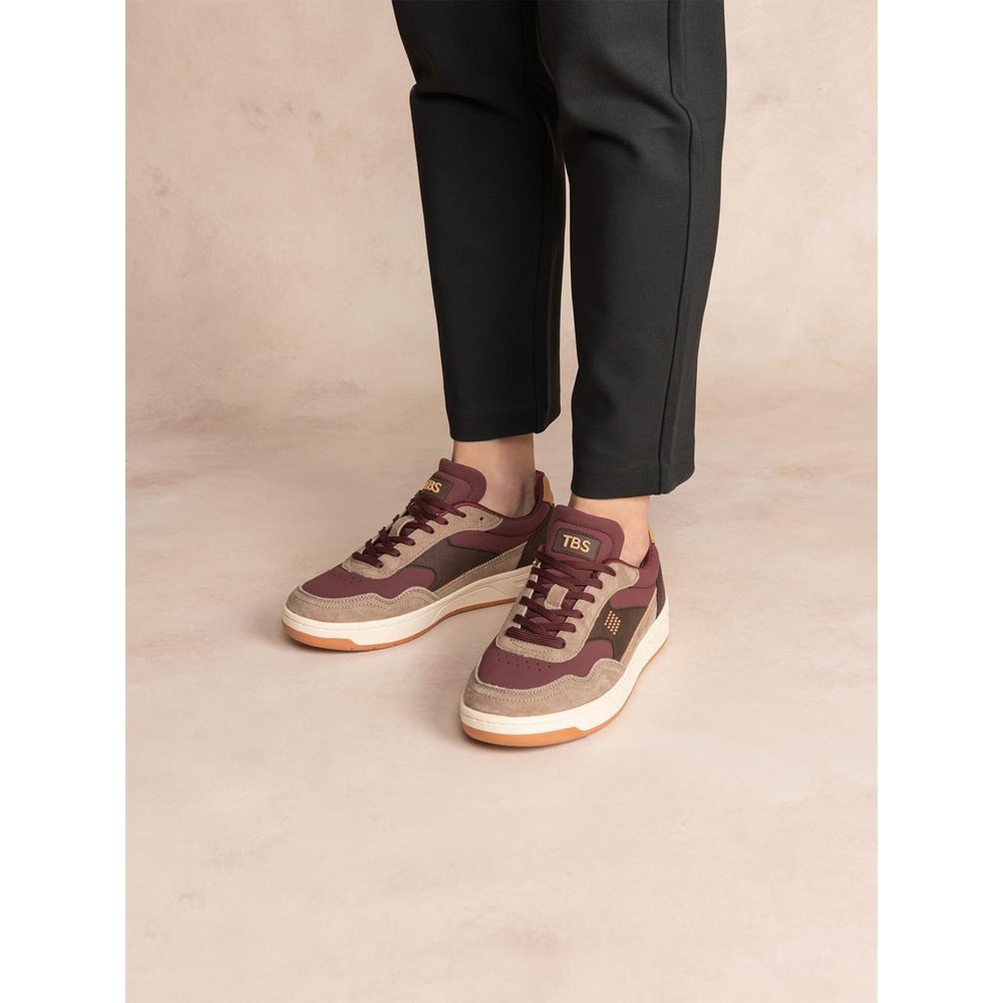 Tbs - Baskets Femme Almeria Aubergine/choco - Baskets - Beige|marron|rouge - Decathlon