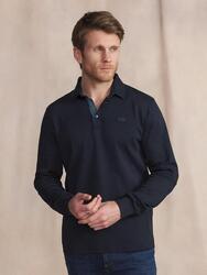 Polo homme manches longues BARZIPOL - Marine, 100% coton
