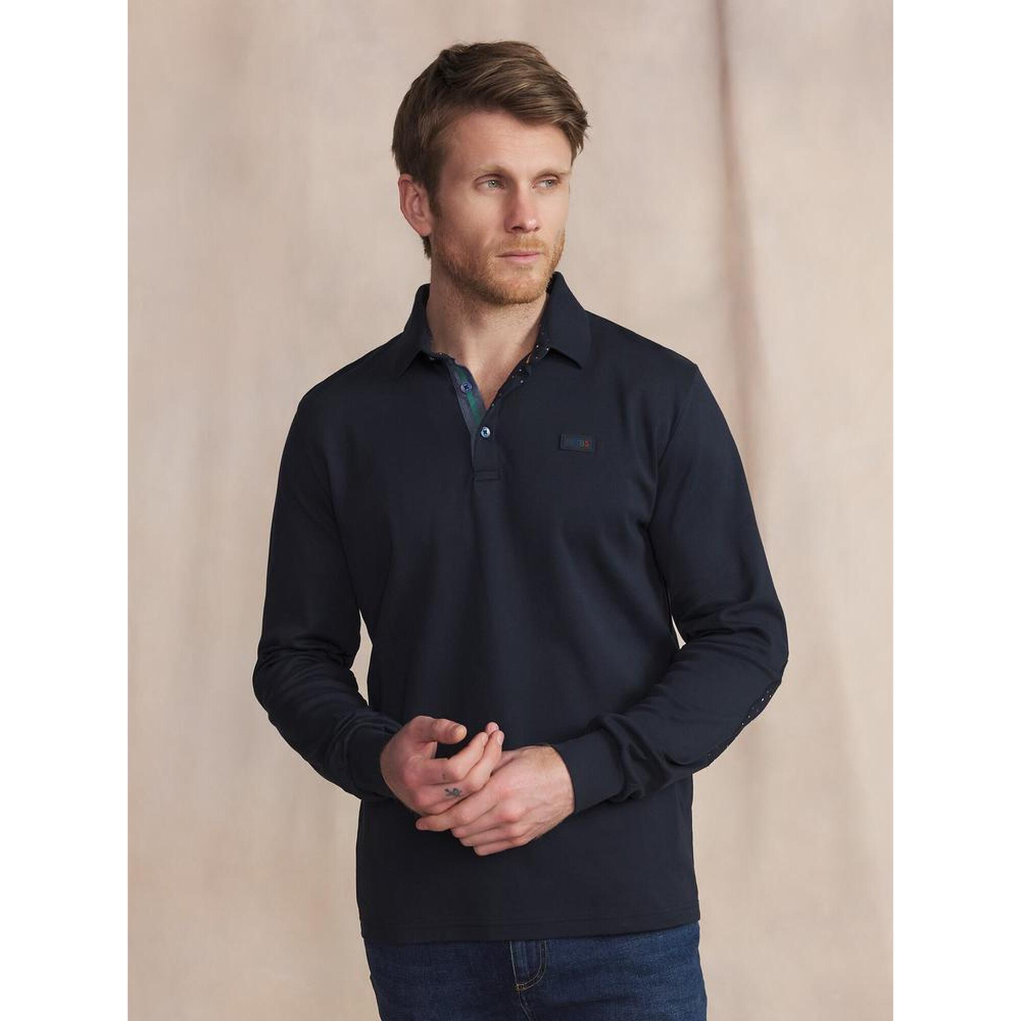 Tbs - Polo Homme Manches Longues Barzipol - Marine - Chemise Manches Longues - Bleu - Decathlon