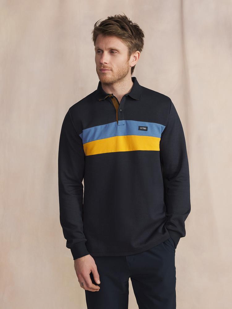 Polo manches longues homme JADENPOL Marine TBS Decathlon