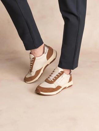 Chaussures de running - femme - lacets et zip - jazazip beige