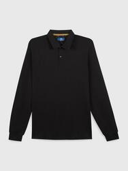 1973 BARZAPOL Polo manches longues Homme Noir 100% coton