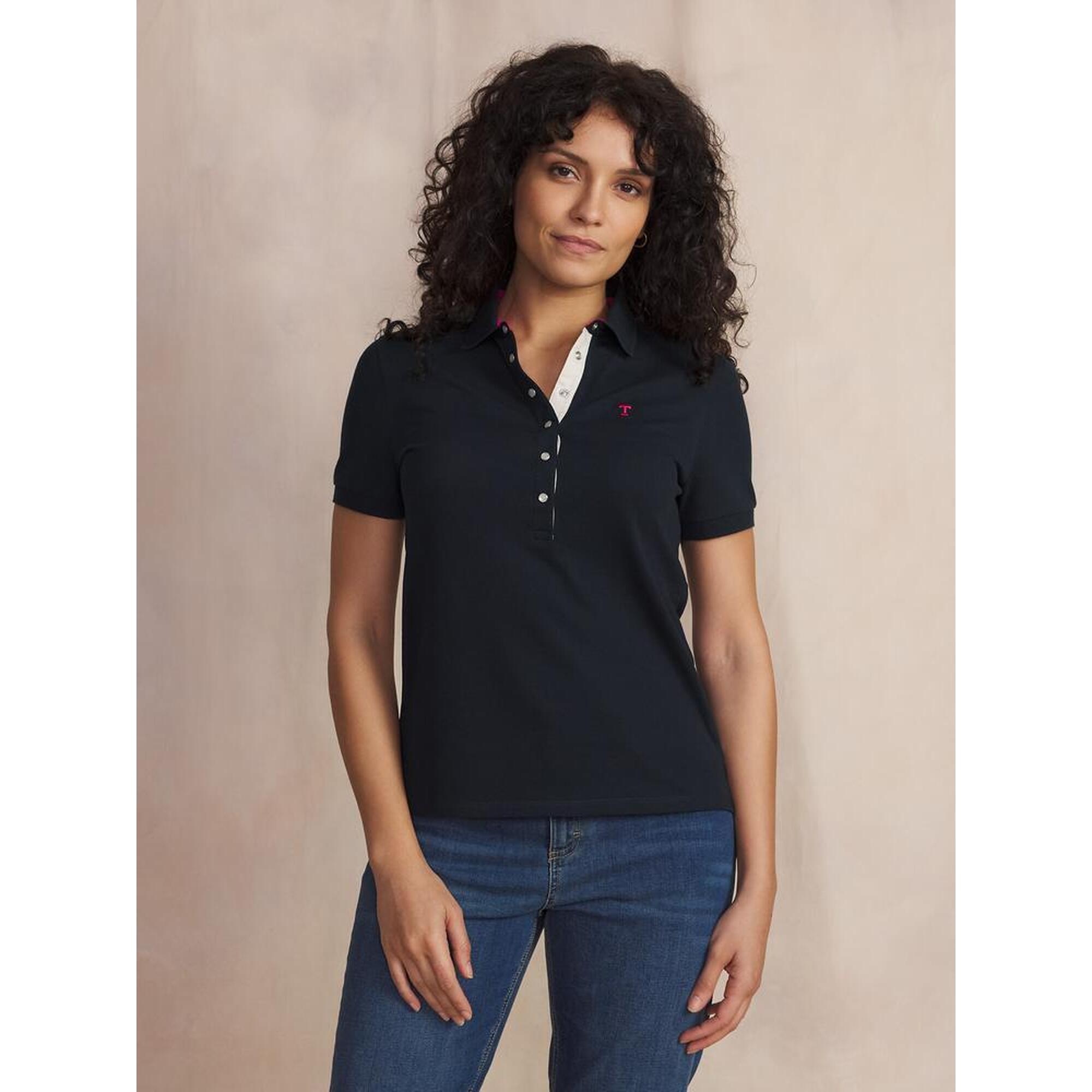 Tbs - Polo Manches Courtes Femme Leylapol Marine - Chemise Manches Courtes - Bleu|rose - Decathlon