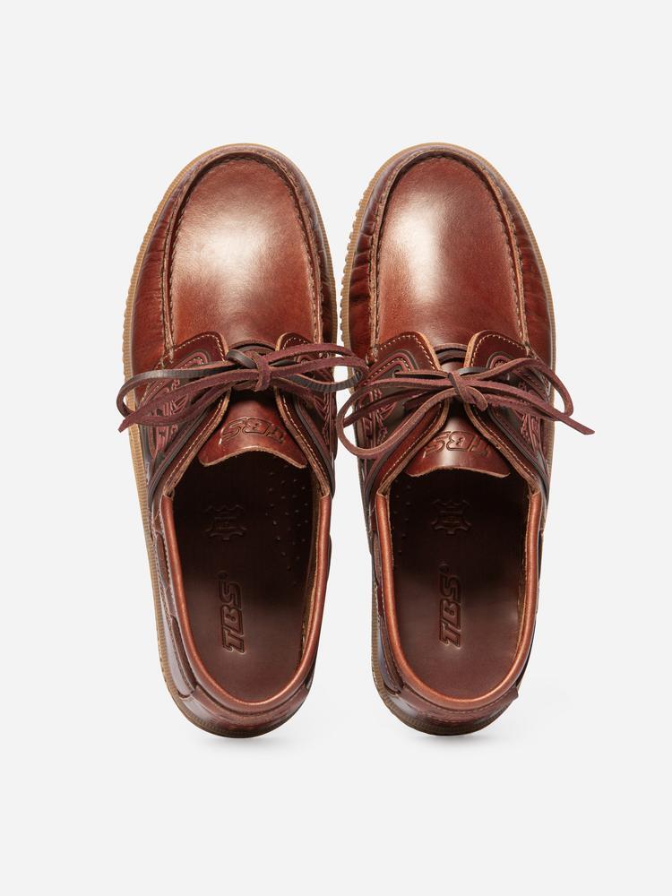 Chaussures bateau homme GLOBEK Acajou/Bordeaux 3/4