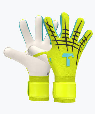 T1tan beast 3.0 (fingersave) keepershandschoenen - fluogeel / lichtblauw maat 9
