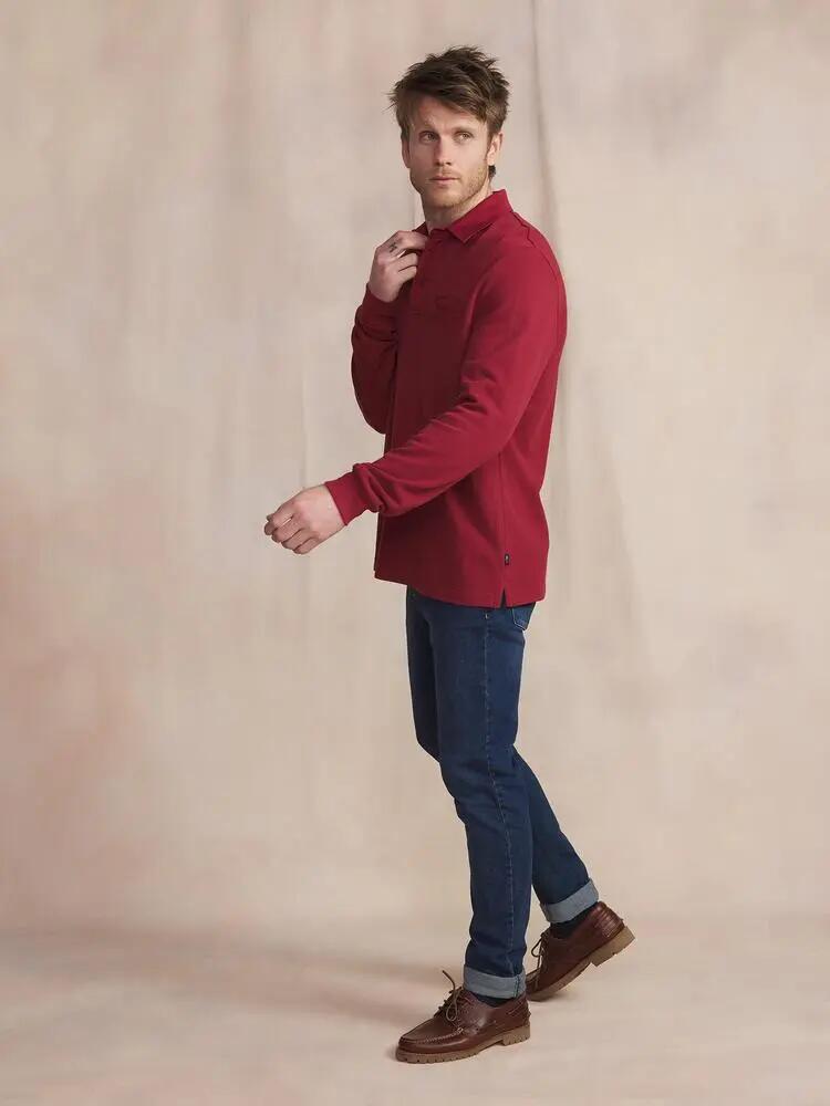Polo manches longues Homme - CAVEZPOL Rose/rouge 3/5