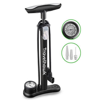 Fahrradpumpe – Doppelkopf – mit Ballnadel – schwarz