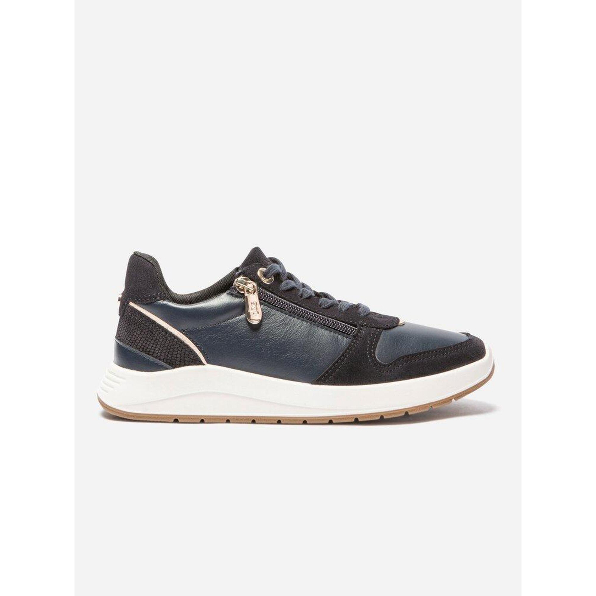 Tbs - Baskets Femme Eugezip Marine Fabriquées En France, Cuir, Lacets Et Zip - Baskets - Bleu|gris - Decathlon
