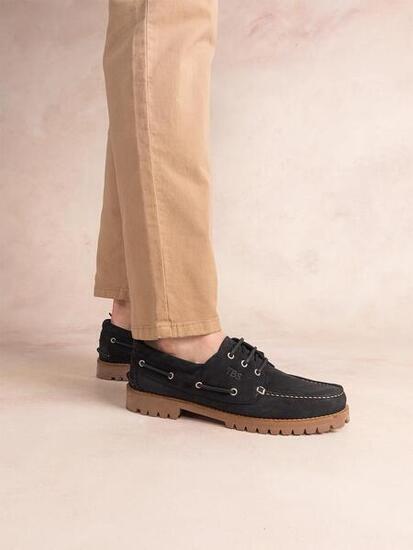 Chaussures bateau homme RAYNOLD Navy 1973, cuir, semelle caoutchouc