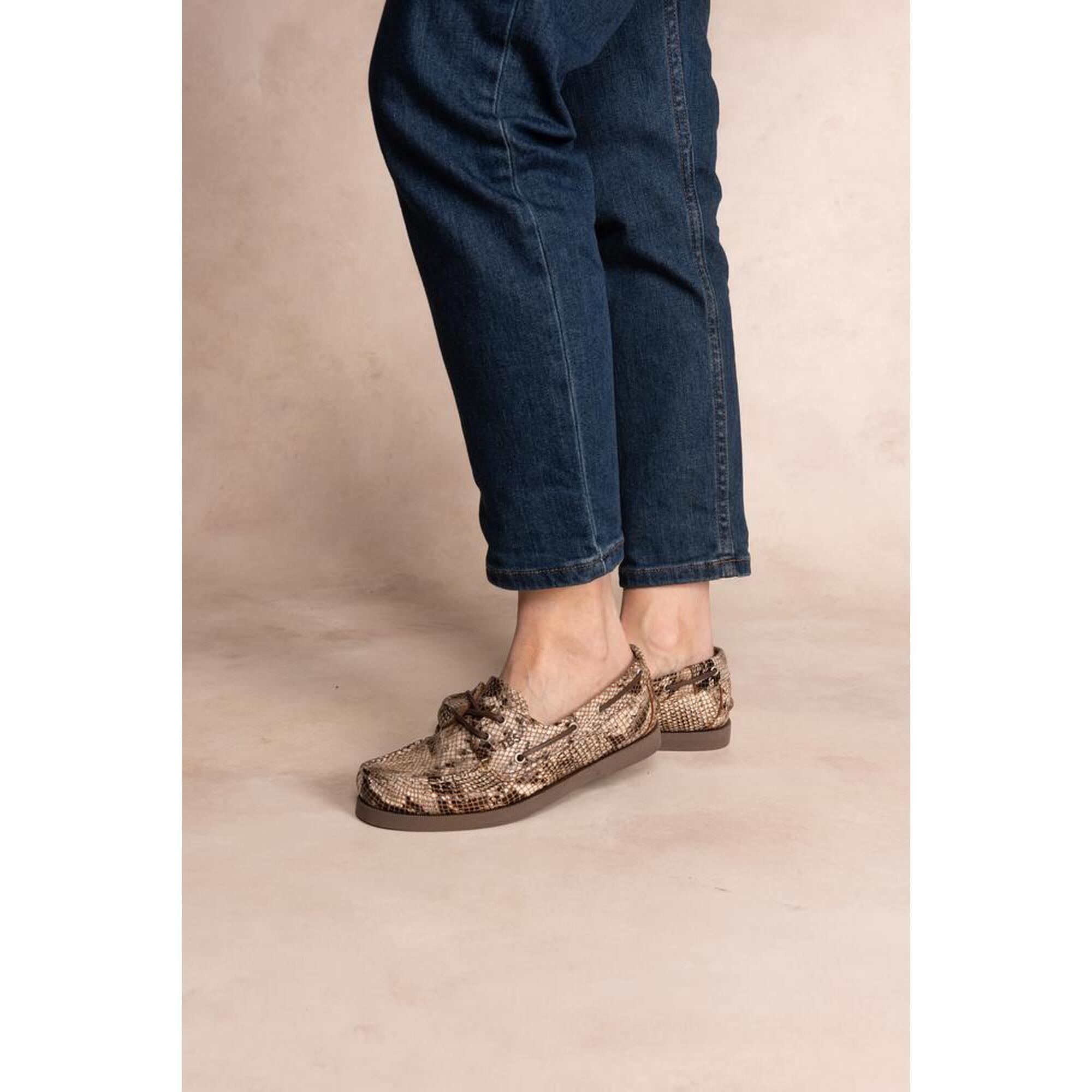 Tbs - Chaussures Bateau Femme 1973 Phenise Python Beige, Cuir, Talon 18 Mm - Chaussures Bateau - Beige - Decathlon