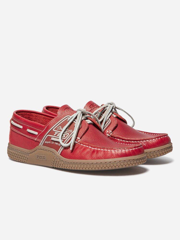 Chaussures bateau homme GLOBEK Rose/rouge - cuir, lacets cuir 2/4