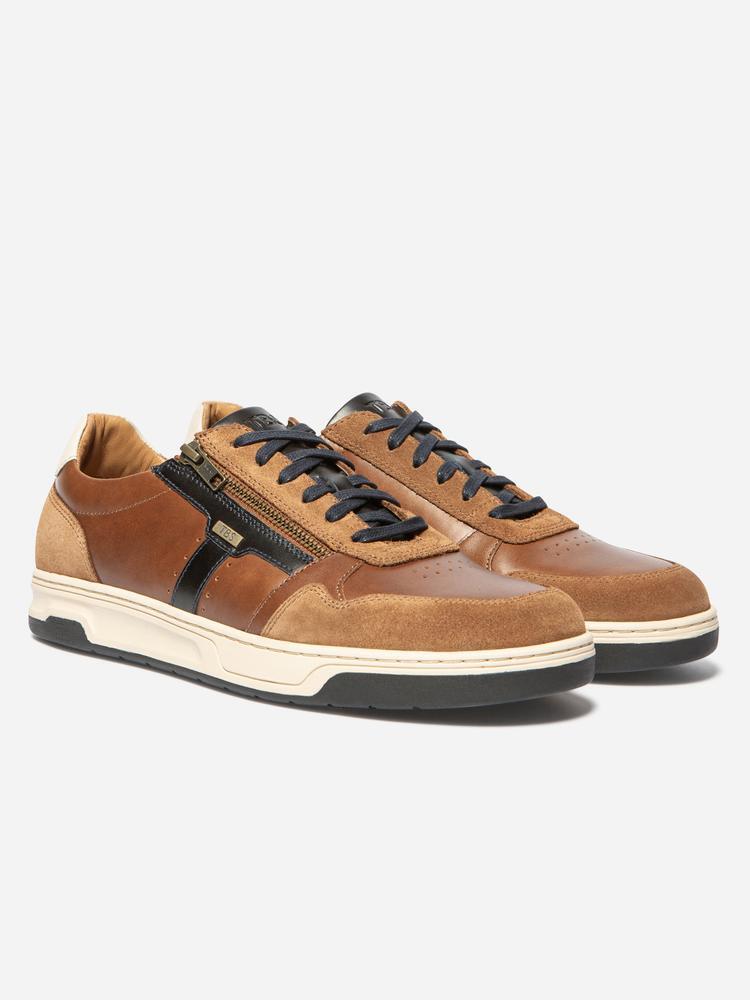 Baskets zippées homme THEOZIP cuir / Navy. 2/5