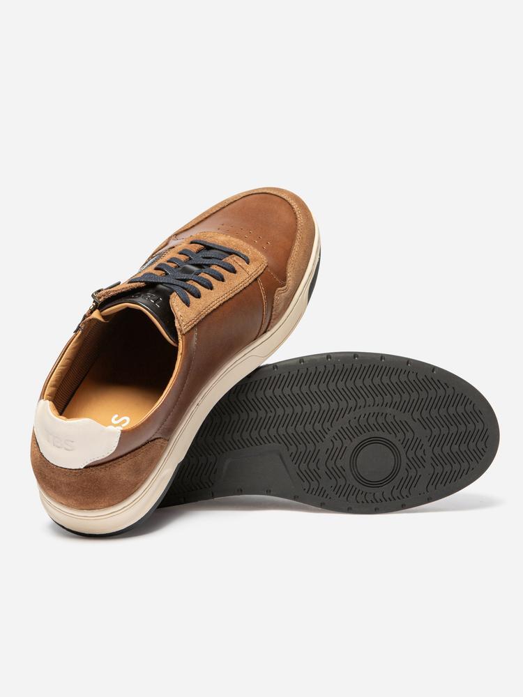 Baskets zippées homme THEOZIP cuir / Navy. 4/5