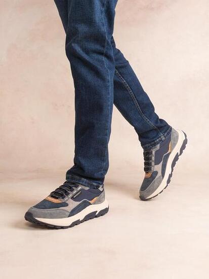 Chaussures de running homme JONASSE Navy - lacets, talon 35 mm