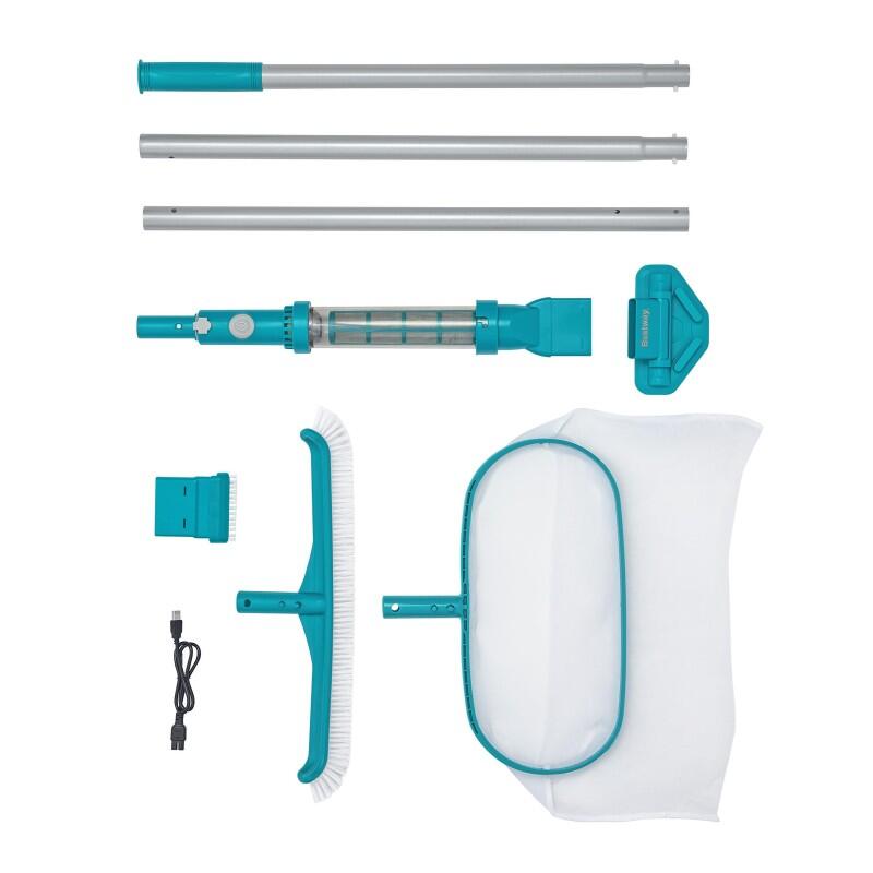 Set curatare piscina Bestway AquaSurge aspirator, plasa si perie incluse