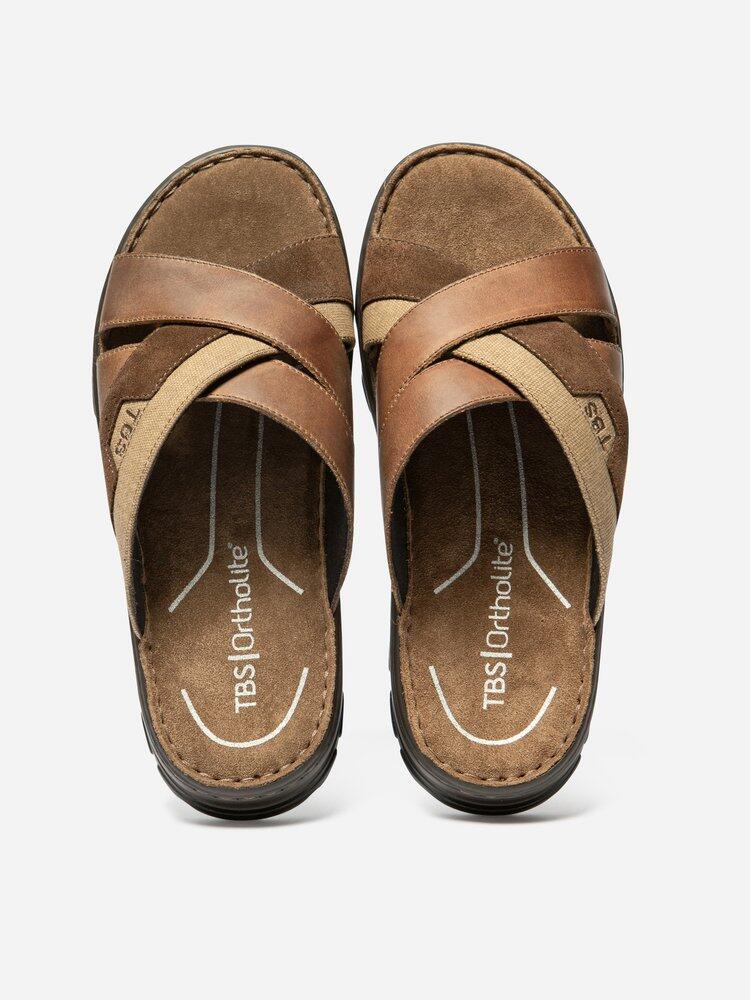 Mules homme JACQUIE Tan / Chocolat 3/4