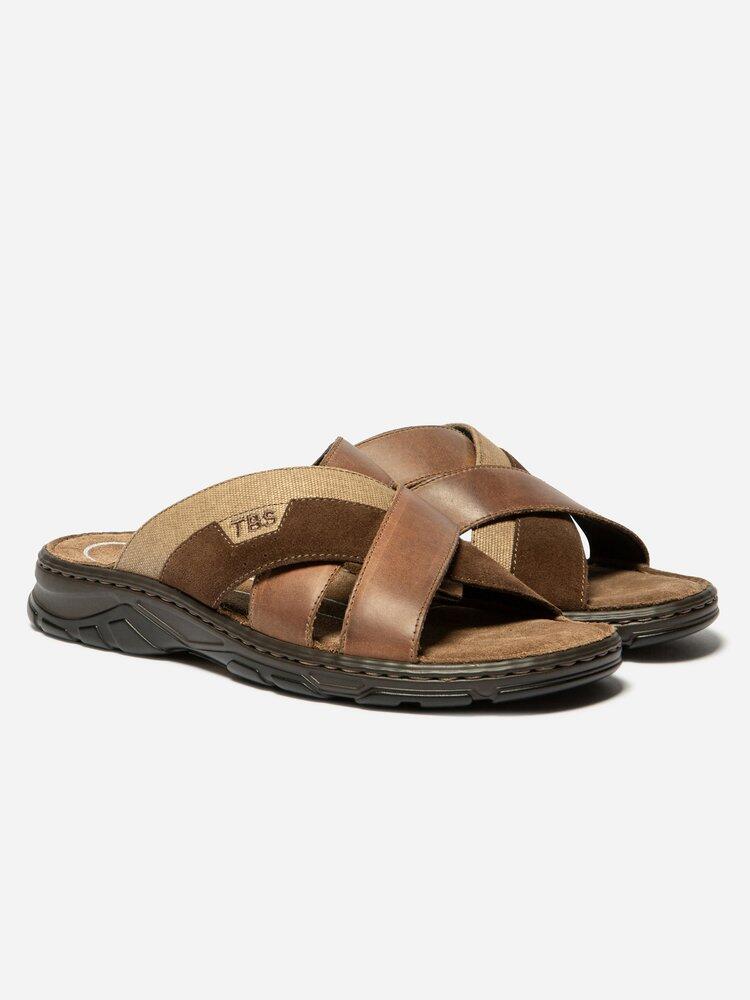 Mules homme JACQUIE Tan / Chocolat 2/4