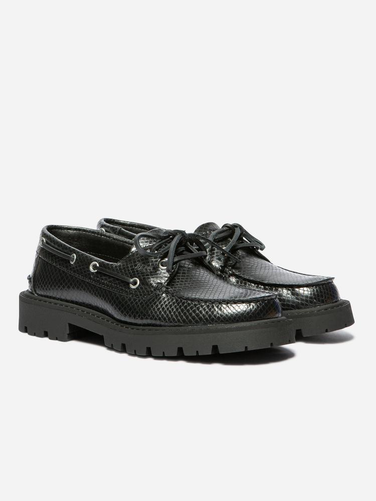 Chaussures bateau Femme LAZARIA Python Noir 2/5