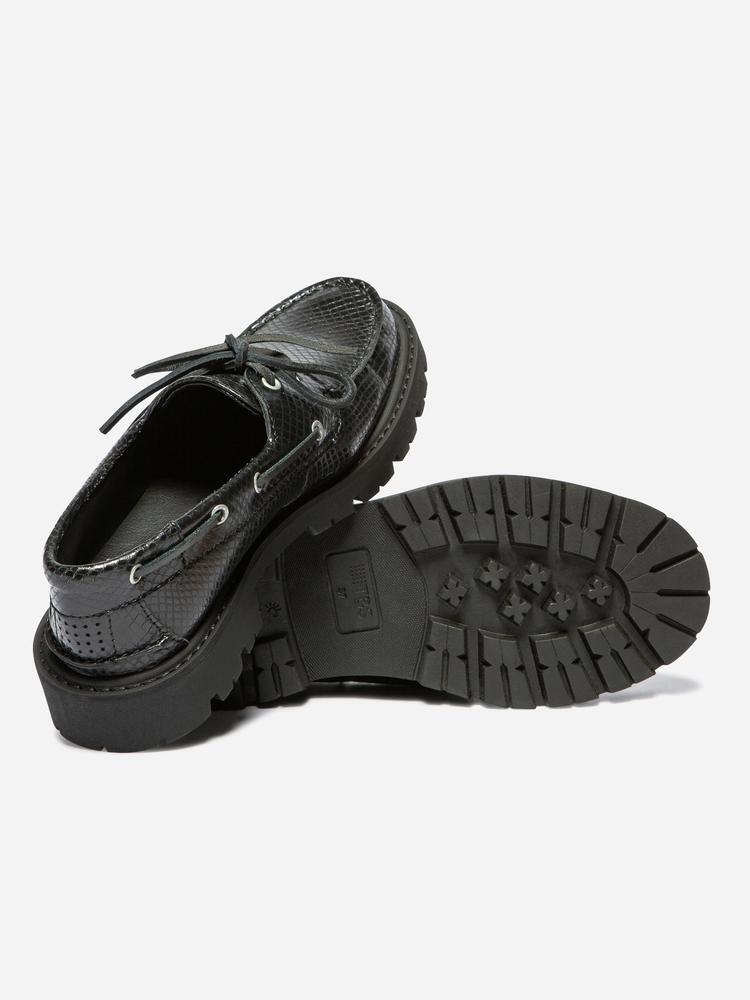 Chaussures bateau Femme LAZARIA Python Noir 4/5