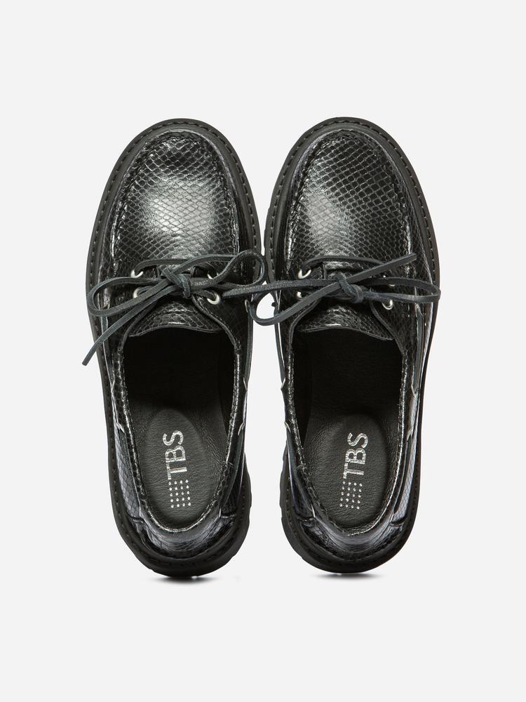 Chaussures bateau Femme LAZARIA Python Noir 3/5