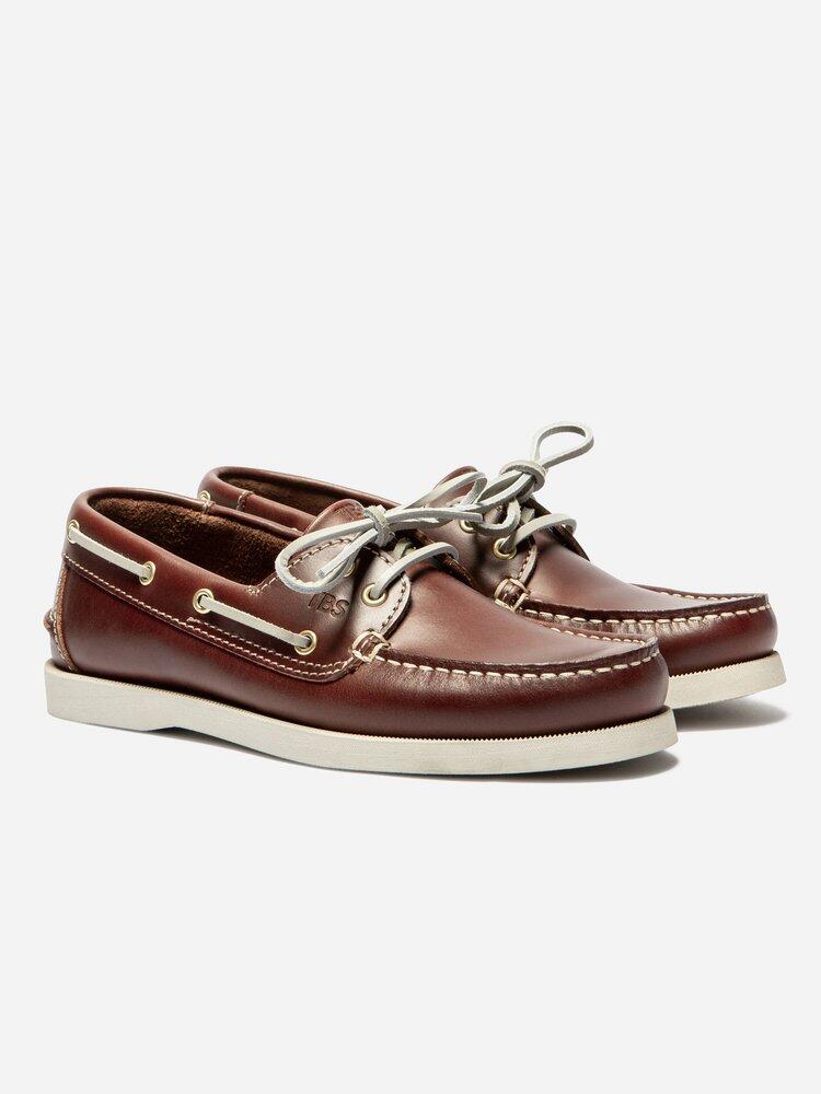 Chaussures bateau femme PHENISE Acajou / Crème 3/5