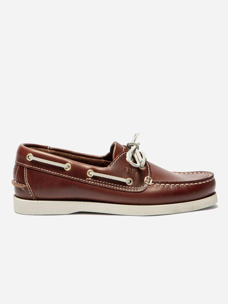Chaussures bateau femme PHENISE Acajou / Crème 2/5