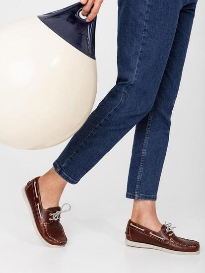 Chaussures bateau Femme PHENISE Acajou/Crème