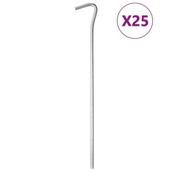VidaXL Piquets de tente 25 pcs Ø5 mm x 23 cm acier galvanisé