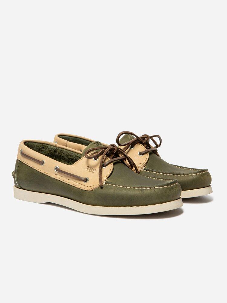 Chaussures bateau homme PHENIS Olive / Beige 2/4