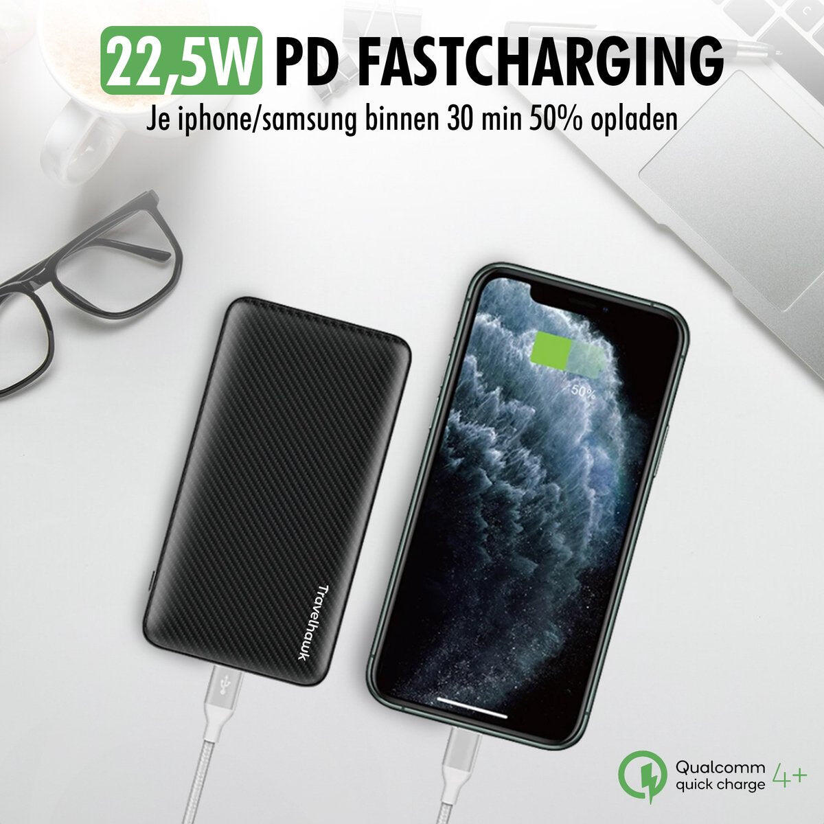 Batterie externe 10 000 mAh – 22,5 W – Entrées USB-C et Lightning 5/7
