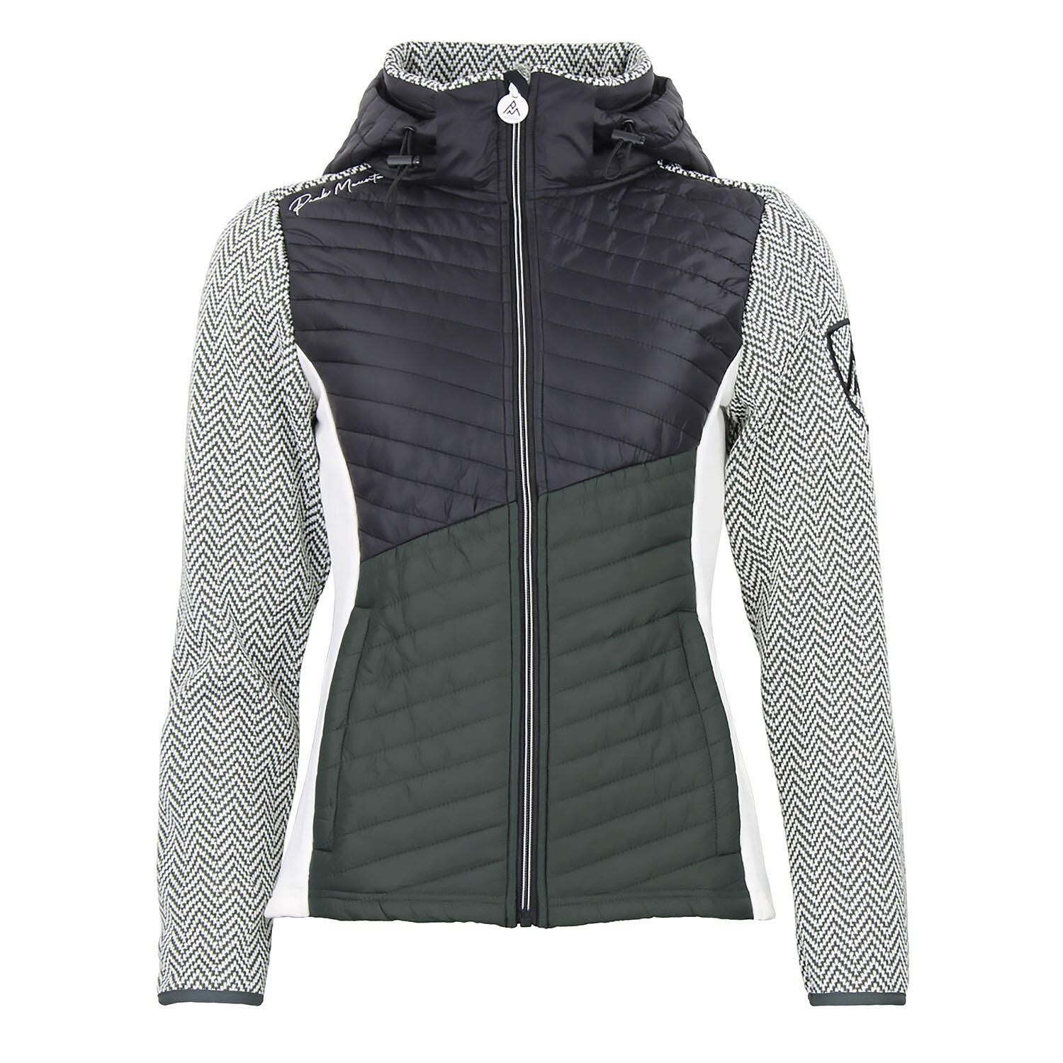 Peak Mountain - Blouson Polaire À Capuche Démontable Et Empiècements Matelassés Femme Peak Mount - Blouson - Noir|vert - Decathlon