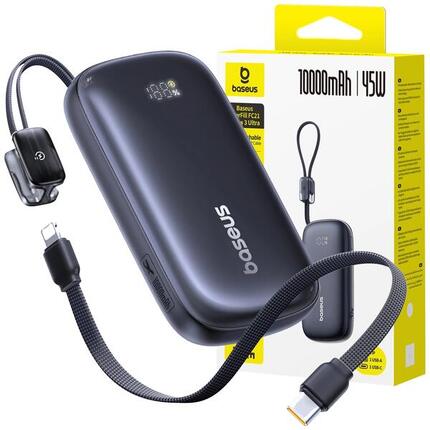 Baseus Powerbank 10000mAh 45W USB-C USB-A Abnehmb. Lightning-Kabel