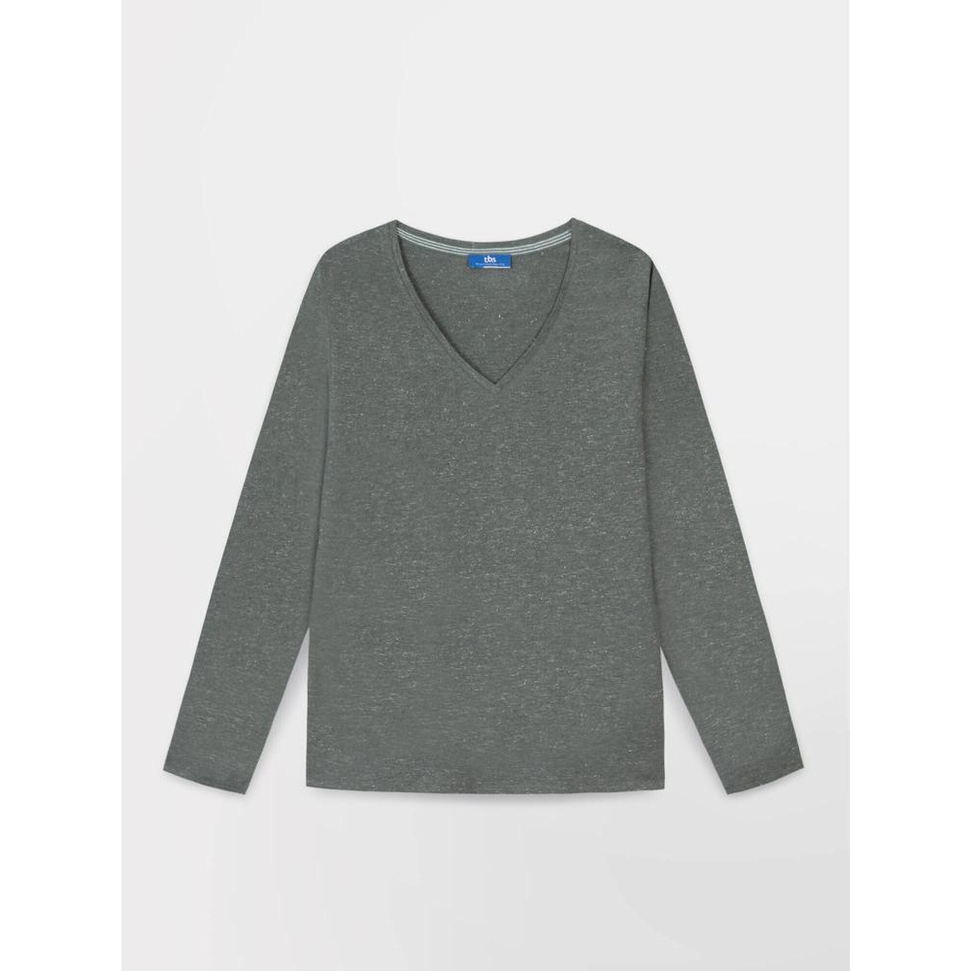 Tbs - T-shirt Manches Longues Femme Adinalon Sapin 98% Coton - T-shirt Manches Longues - Vert - Decathlon