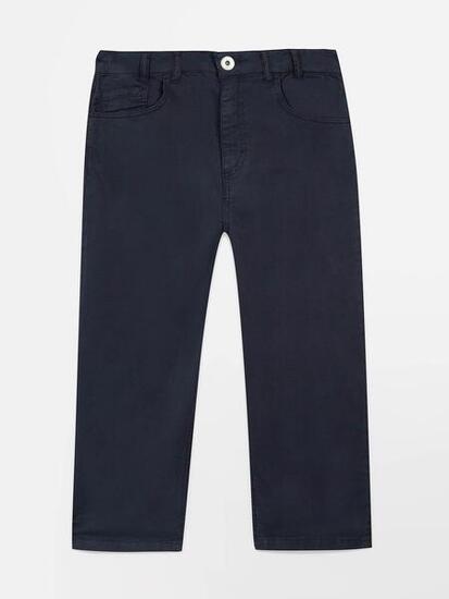 Corsaire femme SANTACOR Navy ceinture semi-élastiquée 97% coton