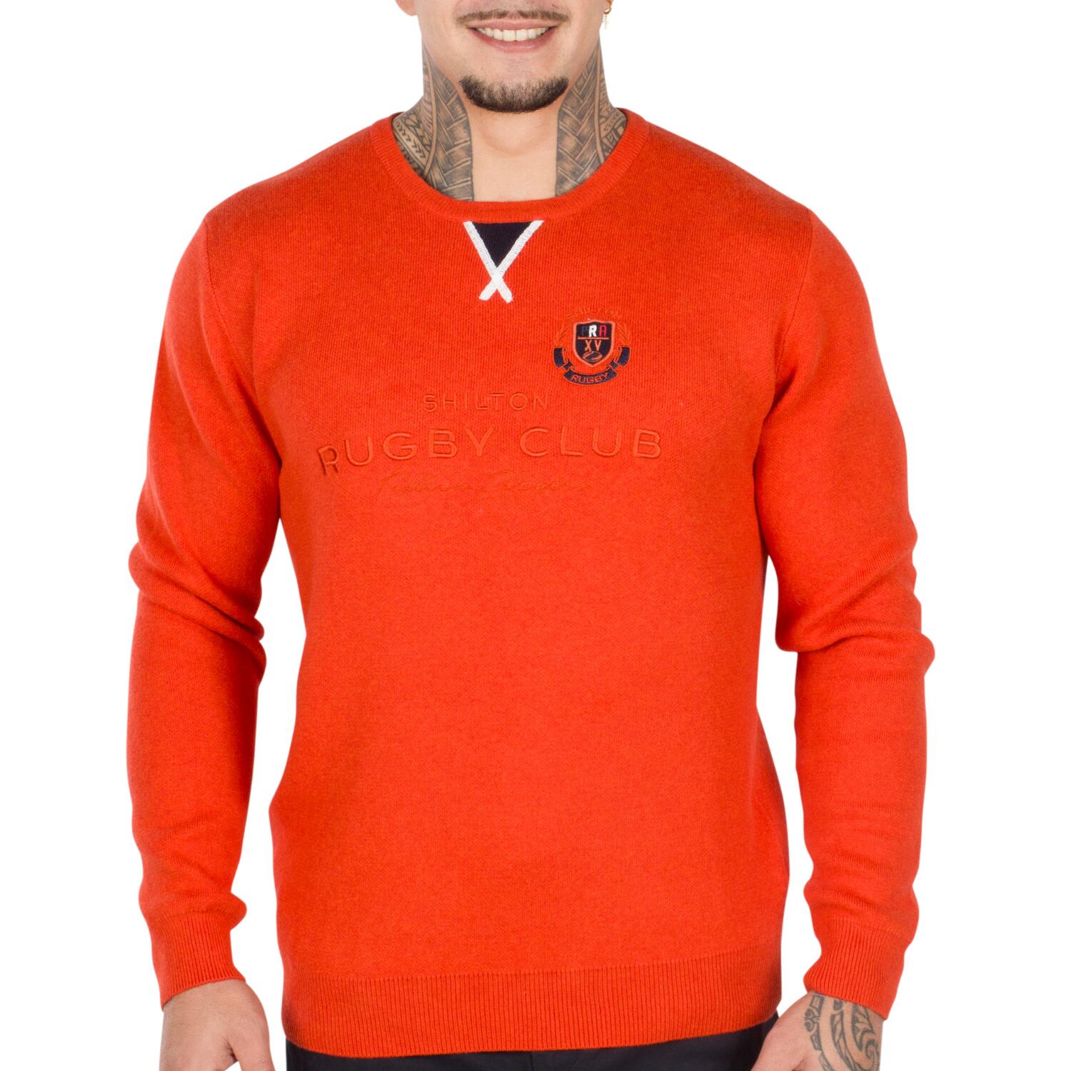 Shilton - Pull Rugby Club Col Rond Homme - Pull - Orange - Decathlon