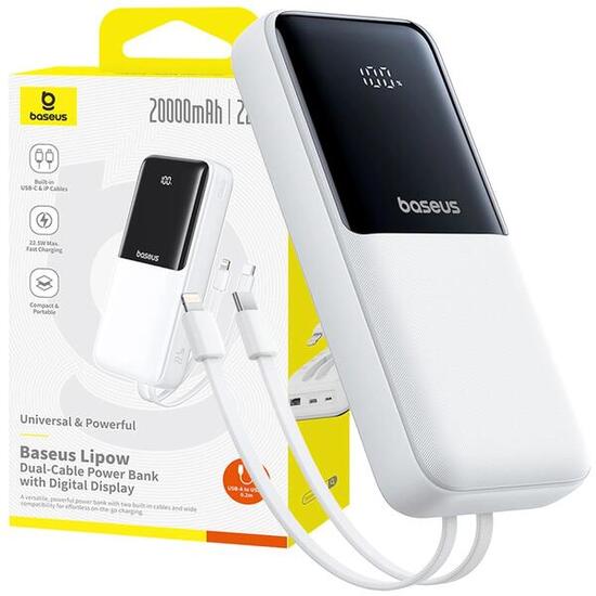 Powerbank Baseus 20000 mAh 22.5W USB-C USB wbudowane kable USB-C Lightning