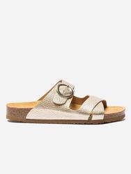 Mules femme FALBALA Platine 1973, dessus synthétique, fermeture boucle.