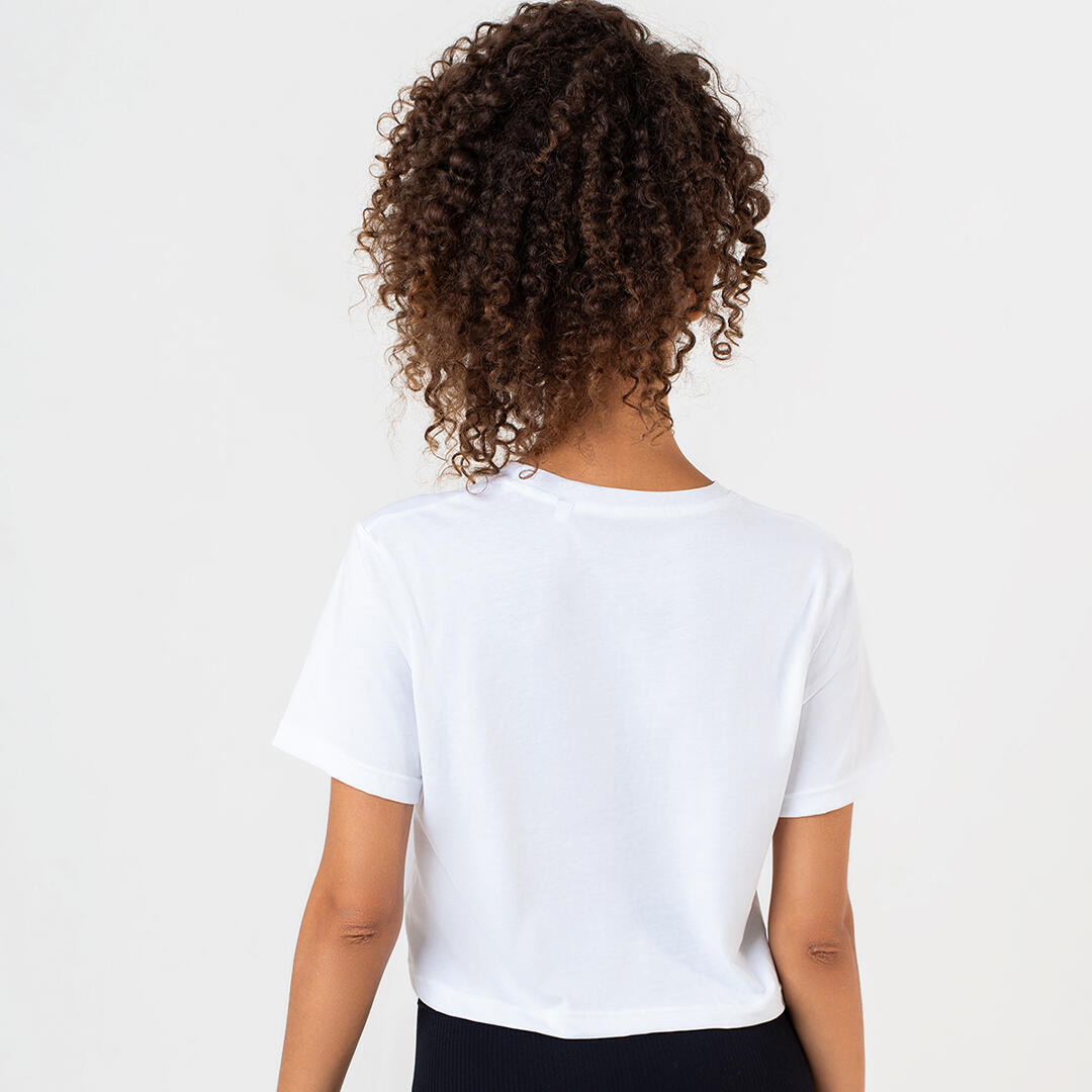 T-shirt Crop donna pole queen senza cuciture allenamento e tempo libero Bianca 4/4