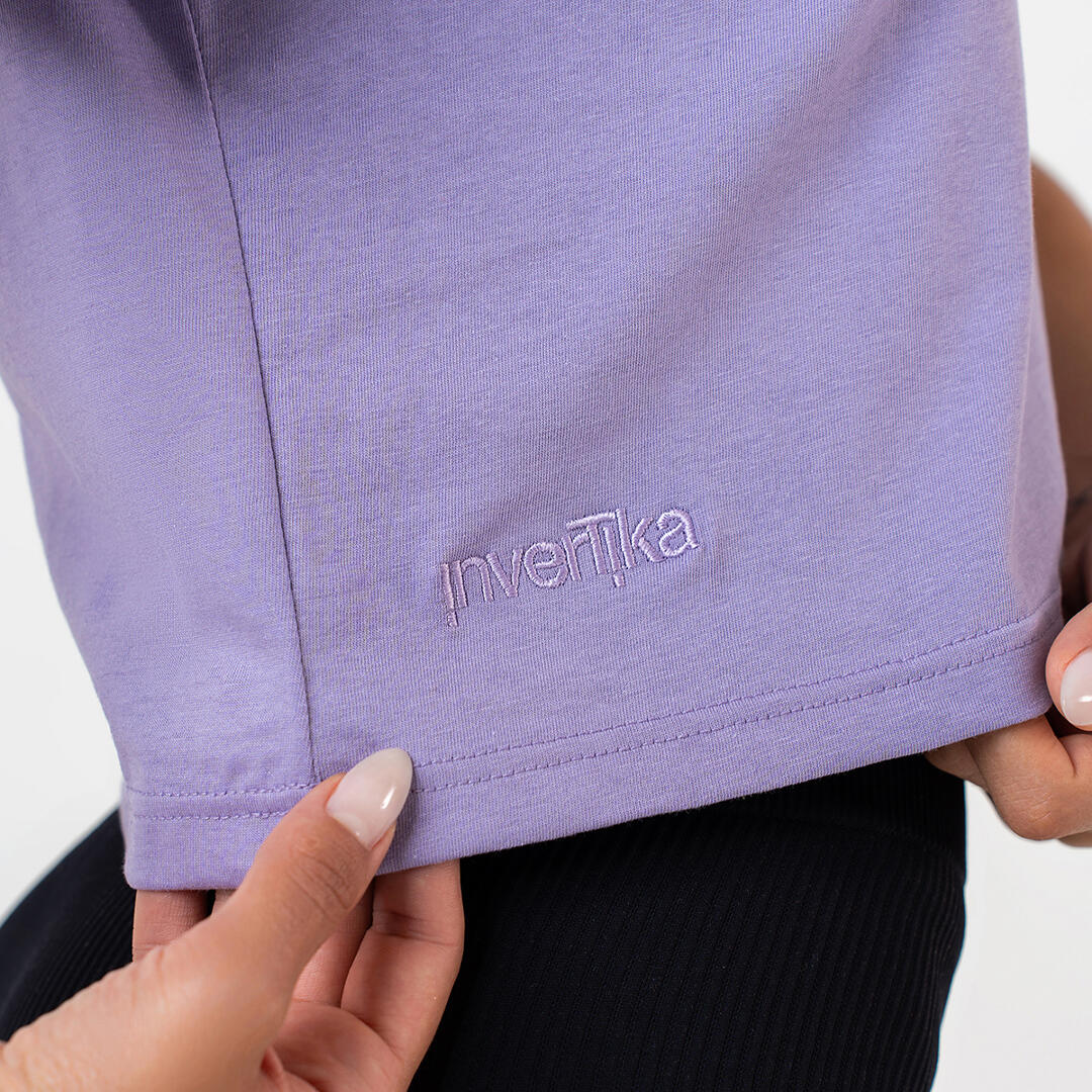 T-shirt crop donna 100% cotone allenamento tempo libero Lilla 2/4