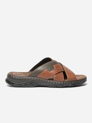 Mules homme JACQUIE Tan/Chocolat talon 45 mm