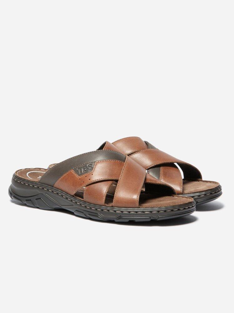 Mules homme JACQUIE Tan - cuir chocolat - talon 45 mm 2/4