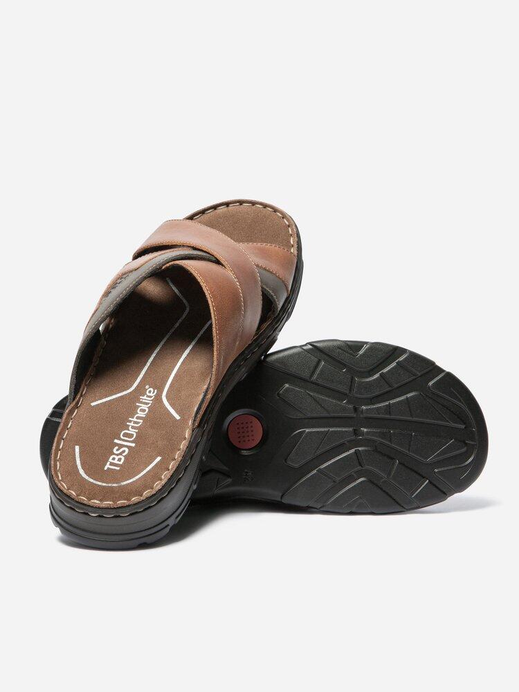 Mules homme JACQUIE Tan - cuir chocolat - talon 45 mm 4/4