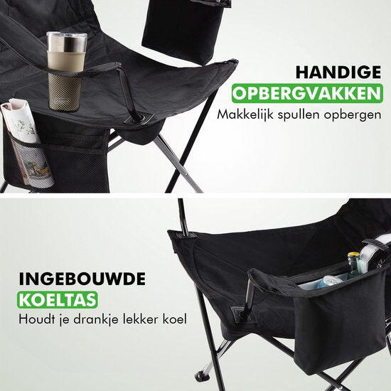 Chaise de camping XL – Pliable – Confortable – Noire 6/7