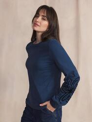 T-shirt manches longues femme 1973 BECKYTEE Minuit, 100% coton, col rond