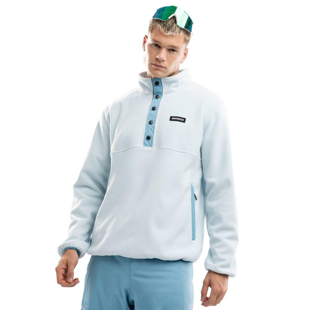 SIROKO Men Winter sports 's thick fleece half-snap pullover Nagano Blue