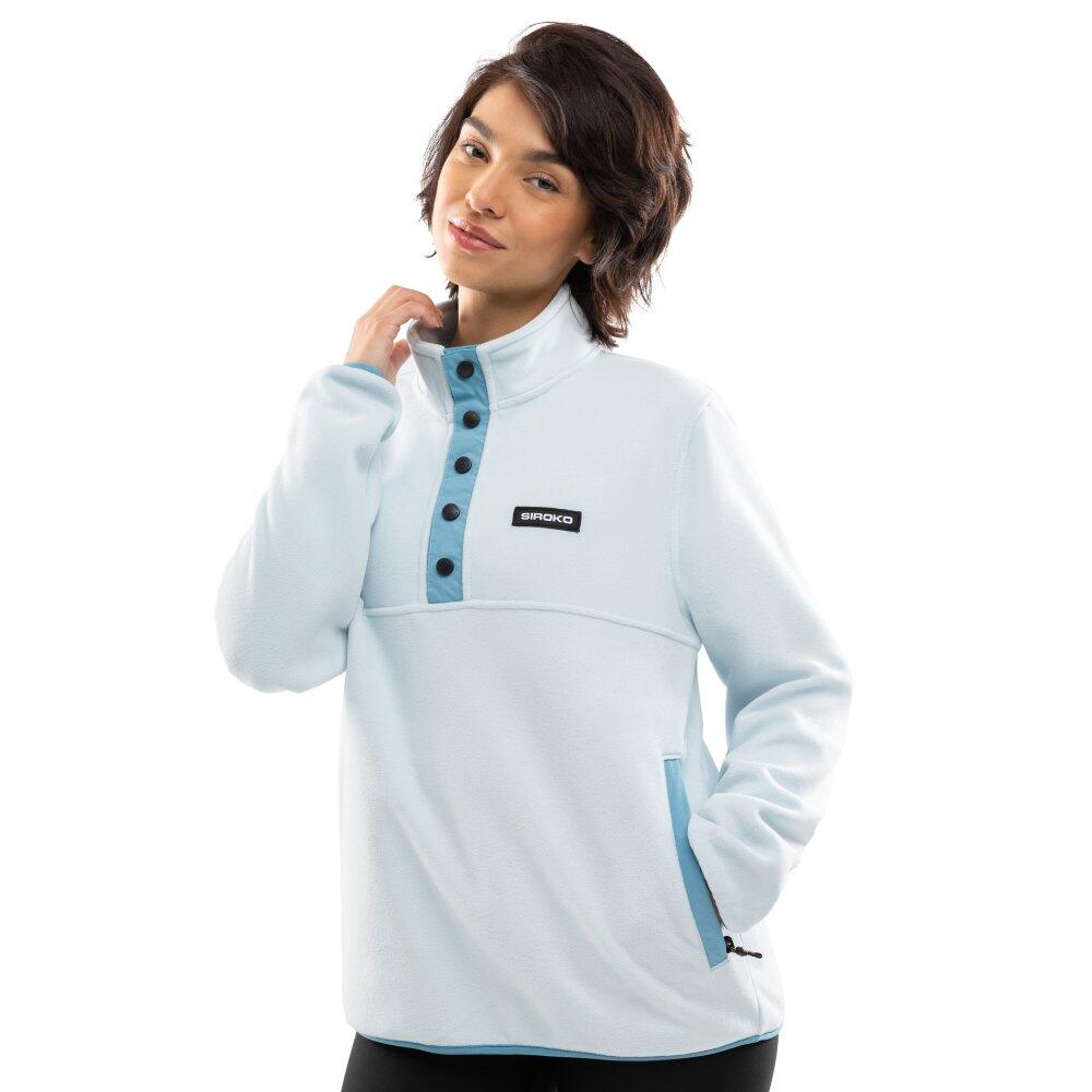 Women Winter sports 's thick fleece half-snap pullover Nagano-W Blue