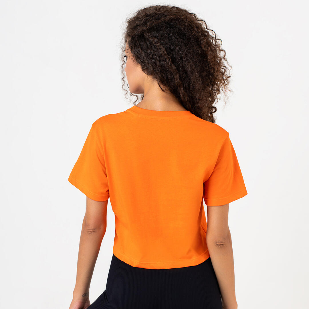 T-shirt Crop donna pole queen senza cuciture allenamento tempo libero Arancione 4/4