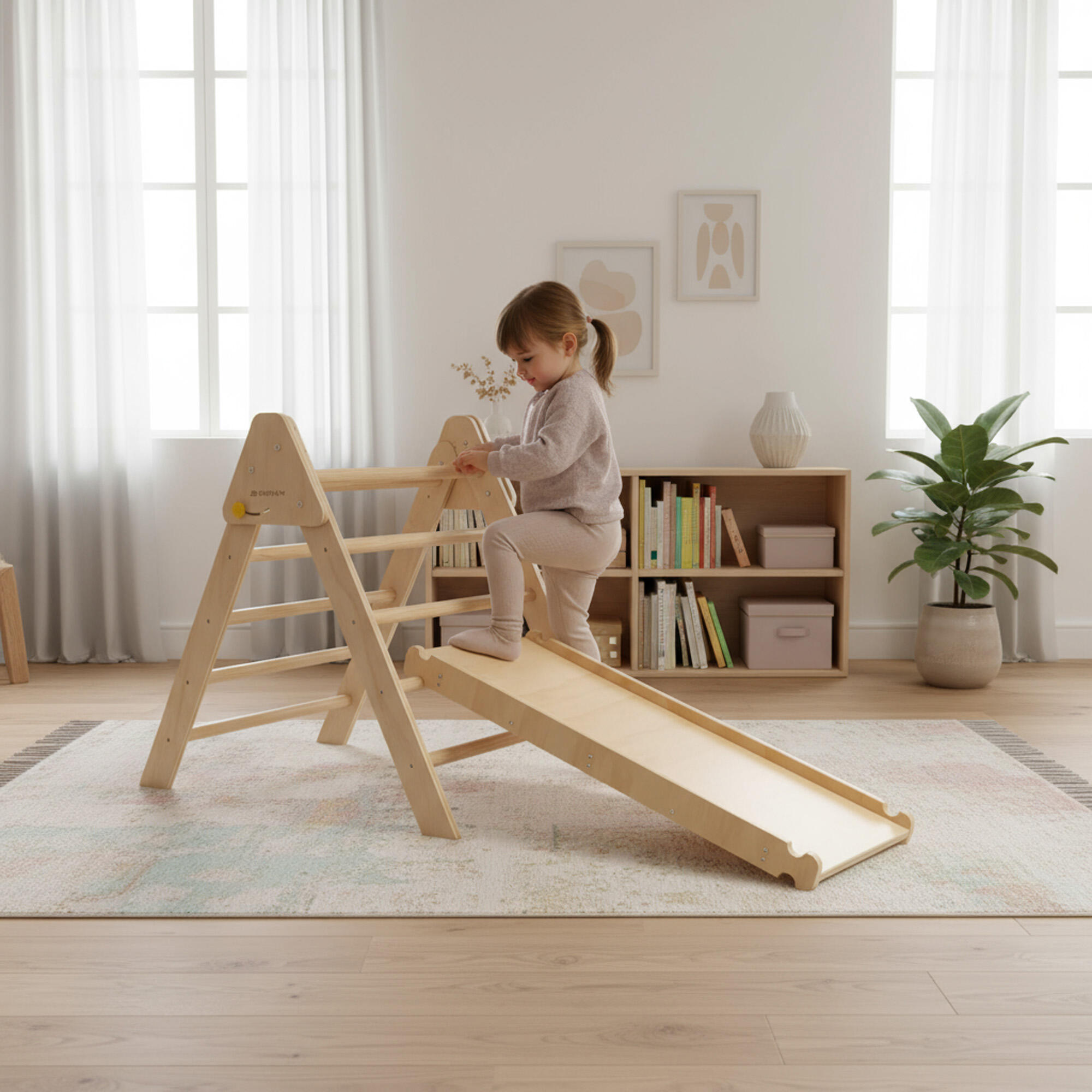 Set de luxe mini structure d’escalade - Avec toboggan - Pliable - Bois 3/4