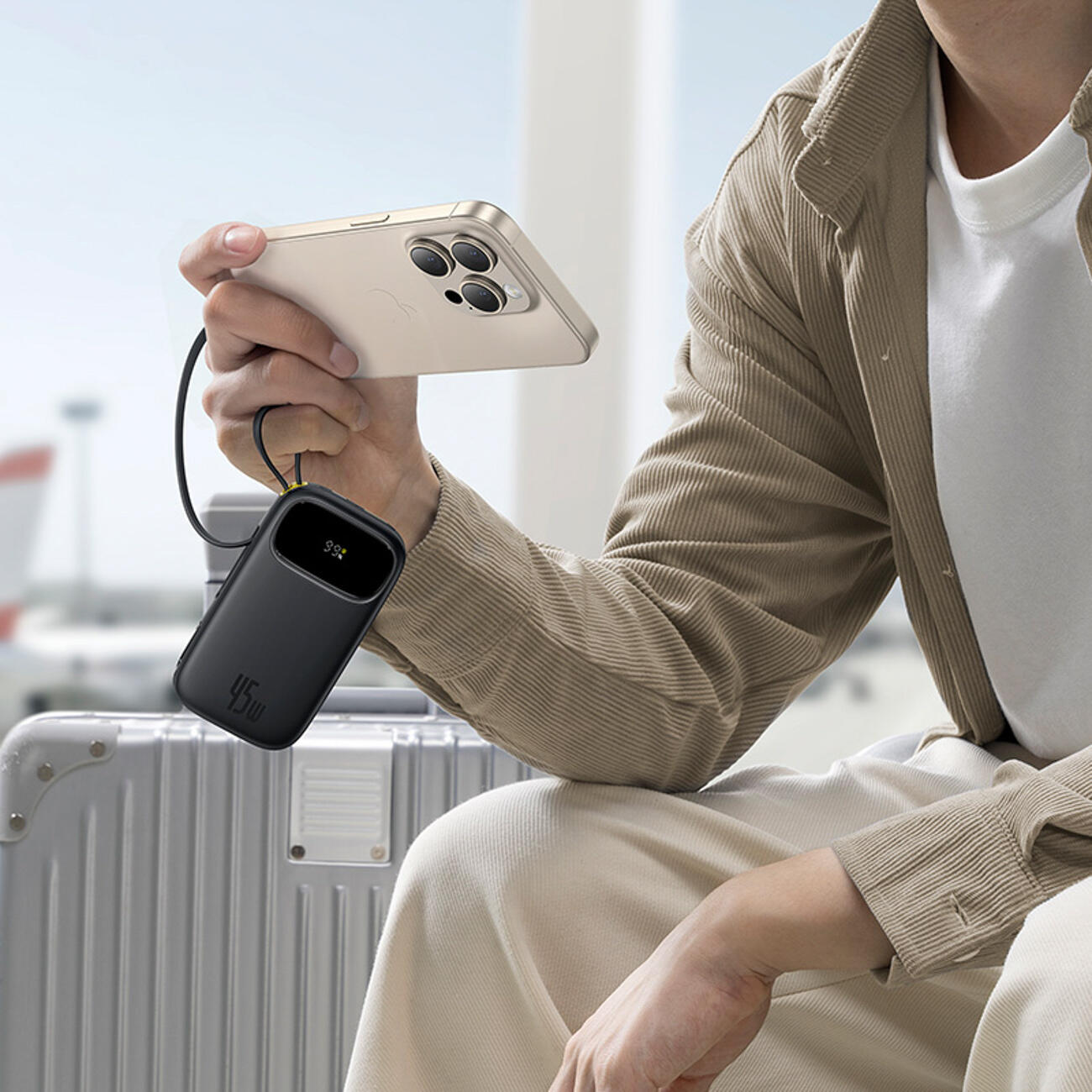 Power Bank Veloce Baseus 10000mAh 45W USB-A con Cavi USB-C Lightning 5/7
